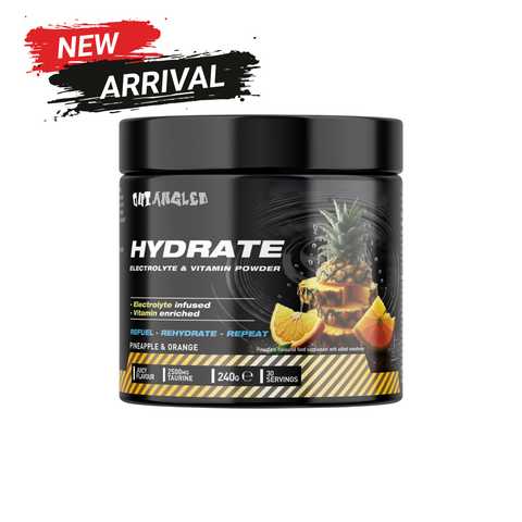 Hydrate with electrolytes and vitamins, pineapple and orange flavour