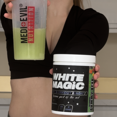 white magic pre workout gummy bear, high caffeine, 