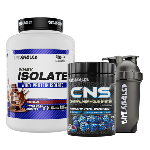 whey protein isolate chocolate and cns pre workout blue raspberry