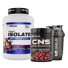 whey protein isolate chocolate and cns pre workout cherry cola