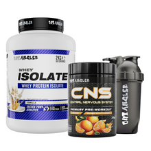 whey protein isolate vanilla and cns pre workout orange